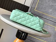 Okify Channel Flap Bag With Handle In Lambskin And Green Painted Metal 23cm  - 6