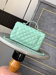 Okify Channel Flap Bag With Handle In Lambskin And Green Painted Metal 23cm  - 4