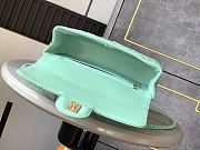 Okify Channel Flap Bag With Handle In Lambskin And Green Painted Metal 23cm  - 3