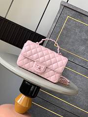 Okify Channel Mini Flap Bag With Handle In Lambskin And Pink Painted Metal 12.5x20x6cm   - 1