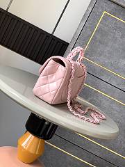 Okify Channel Mini Flap Bag With Handle In Lambskin And Pink Painted Metal 12.5x20x6cm   - 5