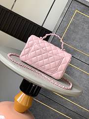 Okify Channel Mini Flap Bag With Handle In Lambskin And Pink Painted Metal 12.5x20x6cm   - 3