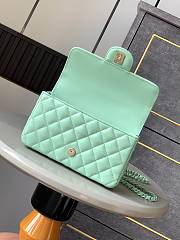 Okify Channel Mini Flap Bag With Handle In Lambskin And Green Painted Metal 12.5x20x6cm   - 4