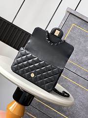 Okify Channel Mini Flap Bag With Handle In Lambskin And Black Painted Metal 12.5x20x6cm   - 3