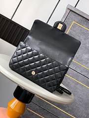 Okify Channel Flap Bag With Handle In Lambskin And Black Painted Metal 23cm  - 5