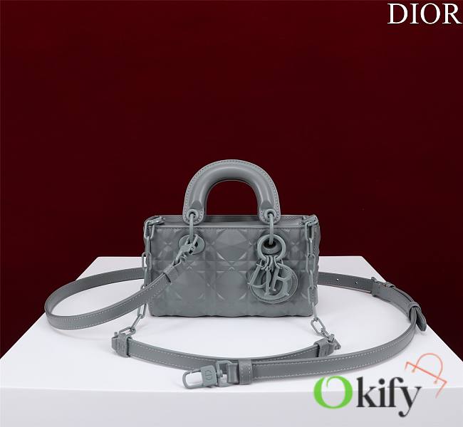 Okify Dior Mini D-Joy Diamond Bag In Grey Gray 16.5x6x10cm - 1