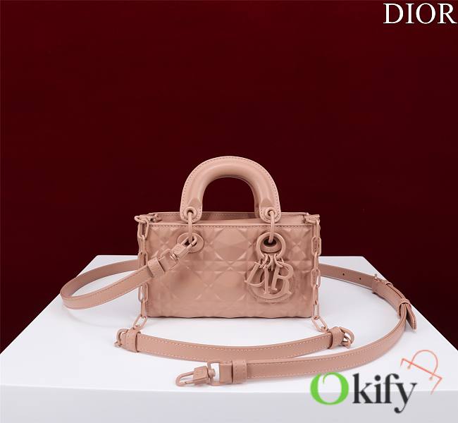 Okify Dior Mini D-Joy Diamond Bag In Pink 16.5x6x10cm - 1