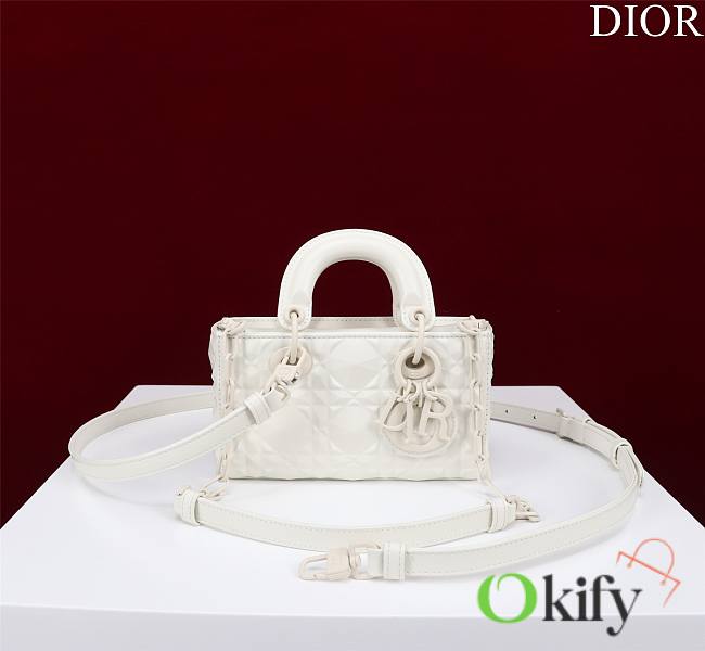 Okify Dior Mini D-Joy Diamond Bag In White 16.5x6x10cm - 1