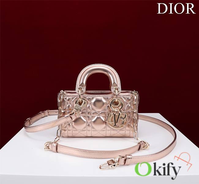 Okify Dior Mini D-Joy Shine Bag In Pink 16.5x6x10cm - 1