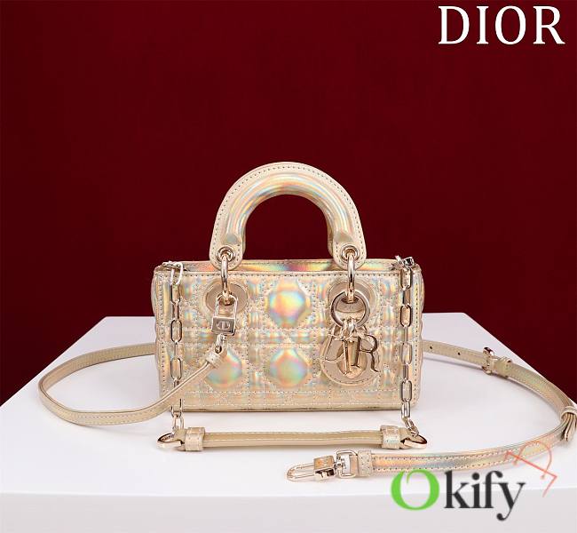 Okify Dior Mini D-Joy Shine Bag In Rainbow Gold 16.5x6x10cm - 1