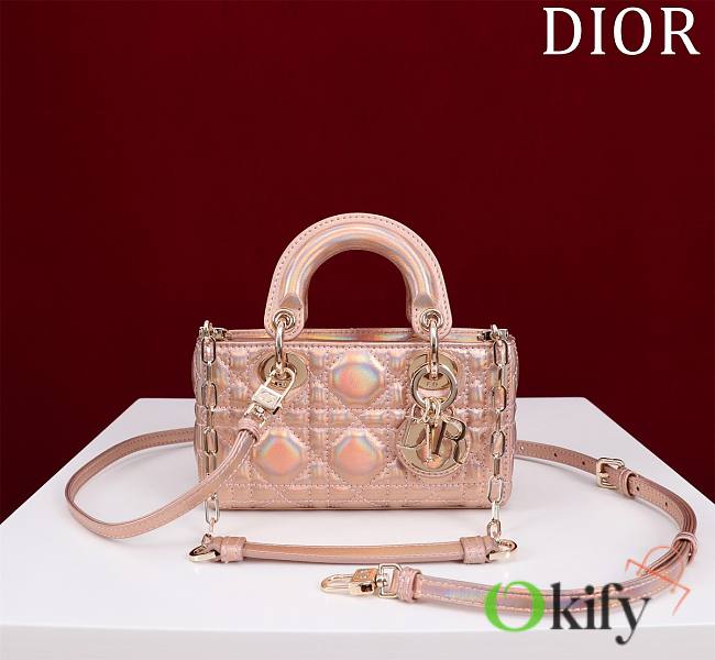 Okify Dior Mini D-Joy Shine Bag In Rainbow Pink 16.5x6x10cm - 1