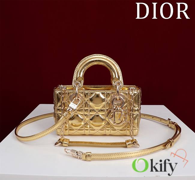 Okify Dior Mini D-Joy Shine Bag In Gold 16.5x6x10cm 20247 - 1