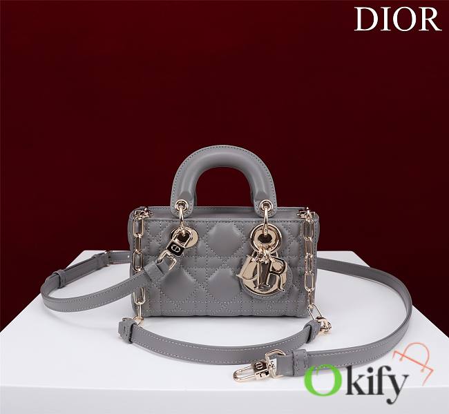 Okify Dior Mini D-Joy Bag In Grey Gray 16.5x6x10cm  - 1