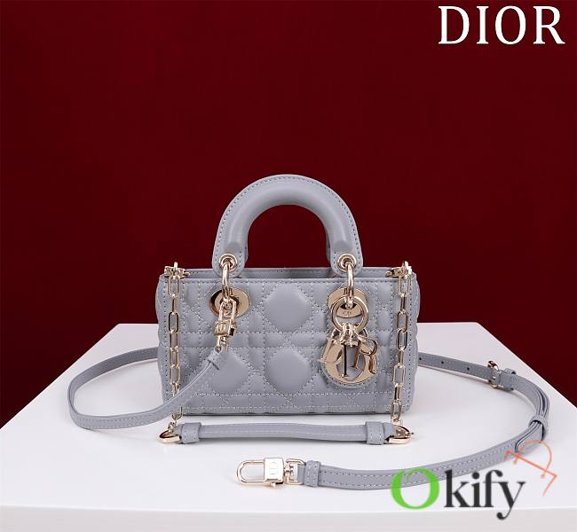 Okify Dior Mini D-Joy Bag In Light Gray 16.5x6x10cm  - 1