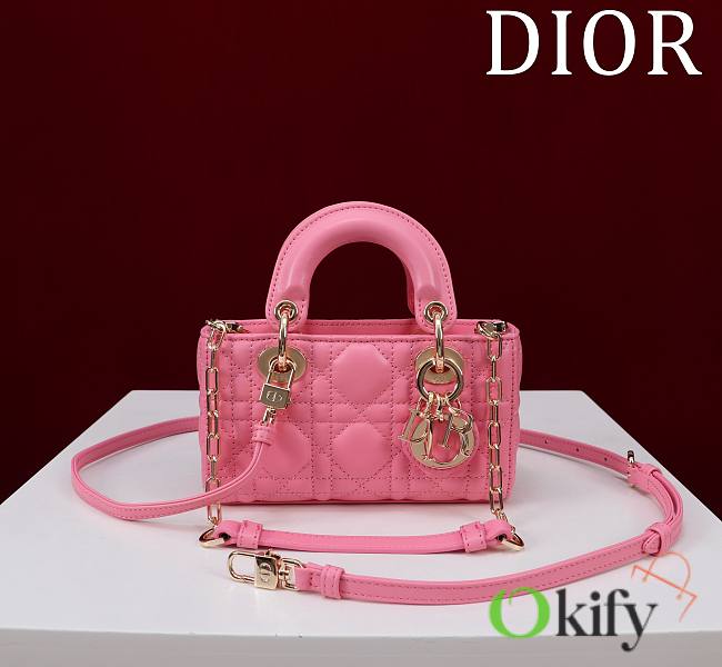 Okify Dior Mini D-Joy Bag In Bright Pink 16.5x6x10cm  - 1