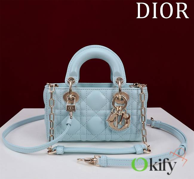 Okify Dior Mini D-Joy Bag In Blue 16.5x6x10cm  - 1