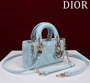 Okify Dior Mini D-Joy Bag In Blue 16.5x6x10cm  - 5