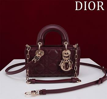 Okify Dior Mini D-Joy Bag In Red Wine 16.5x6x10cm 