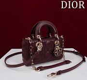 Okify Dior Mini D-Joy Bag In Red Wine 16.5x6x10cm  - 3