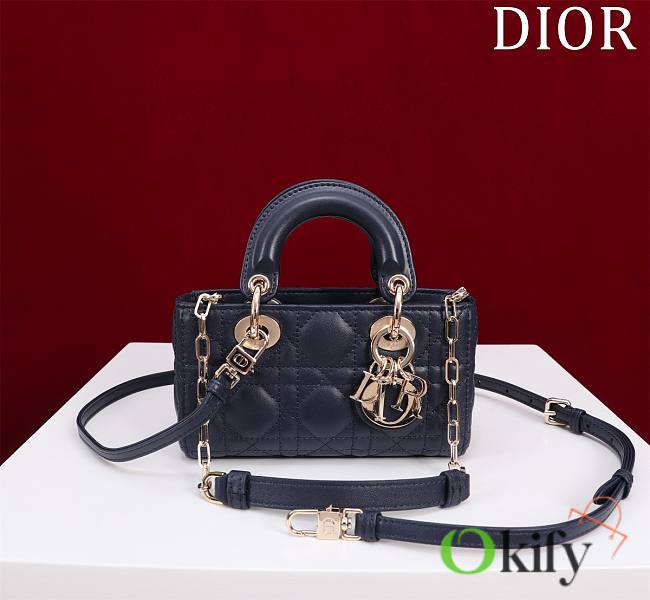 Okify Dior Mini D-Joy Bag In Dark Blue 16.5x6x10cm  - 1