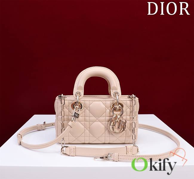 Okify Dior Mini D-Joy Bag In Cream 16.5x6x10cm  - 1