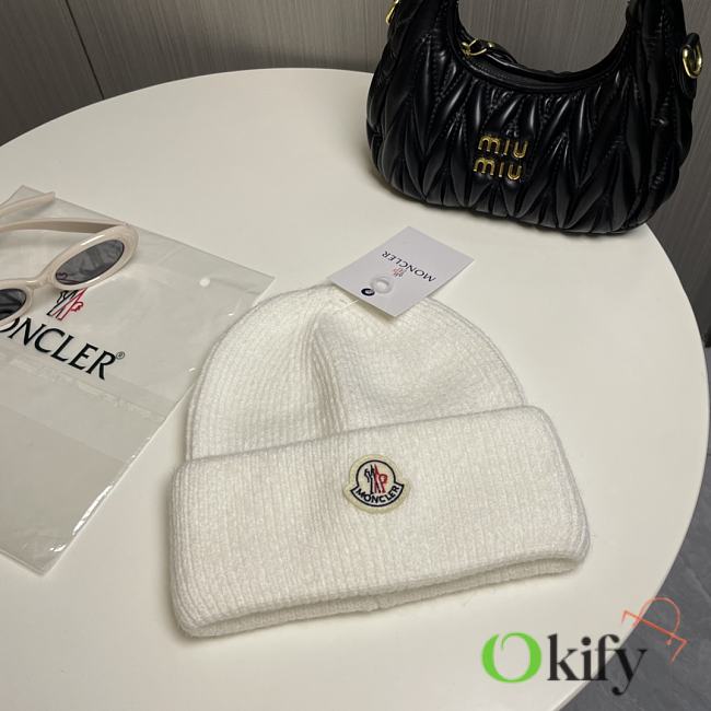 Okify Moncler White Beanie Hat 20308 - 1