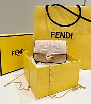 Okify Fendi Nano Baguette Charm Bag In Pink Nappa Leather 10x2x7cm - 1