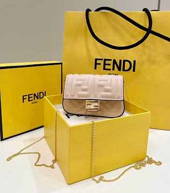 Okify Fendi Nano Baguette Charm Bag In Pink Nappa Leather 10x2x7cm