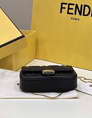 Okify Fendi Nano Baguette Charm Bag In Black Nappa Leather 10x2x7cm - 3