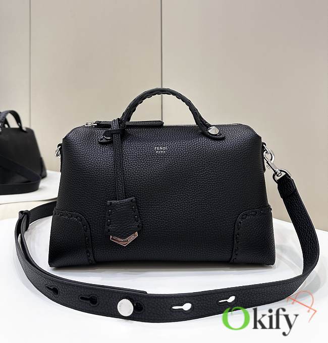 Okify Fendi By The Way Medium In Black Leather Boston Bag 27x13x15cm  - 1