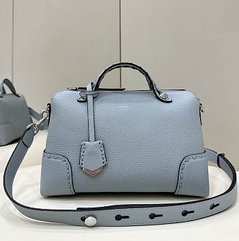 Okify Fendi By The Way Medium In Light Blue Selleria Bag With Hand-sewn Topstitches 27x13x15cm 