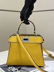 Okify Fendi Mini Peekaboo Selleria Bag With Hand-sewn Stitches In Yellow 23x7x18cm   - 1