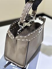 Okify Fendi Mini Peekaboo Selleria Bag With Hand-sewn Stitches In Grey Gray 23x7x18cm   - 3