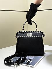 Okify Fendi Mini Peekaboo Selleria Bag With Hand-sewn Stitches In Black 23x7x18cm   - 1