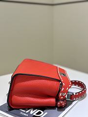 Okify Fendi Mini Peekaboo Selleria Bag With Hand-sewn Stitches In Red 23x7x18cm   - 5