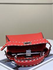 Okify Fendi Mini Peekaboo Selleria Bag With Hand-sewn Stitches In Red 23x7x18cm   - 4