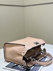 Okify Fendi Mini Peekaboo Selleria Bag With Hand-sewn Stitches In Beige 23x7x18cm   - 5