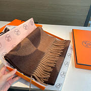 Okify Hermes Brown Cashmere Scarf 30x180cm 20350 - 3