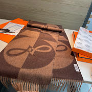 Okify Hermes Brown Cashmere Scarf 30x180cm 20350 - 2