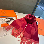 Okify Hermes Red Cashmere Scarf 30x180cm 20351 - 1