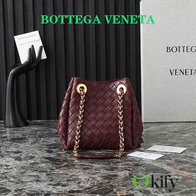 Okify Bottega Veneta Small Parachute Shoulder Bag In Dark Red 21x17x16.5cm - 1