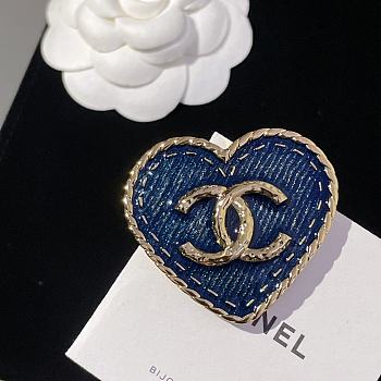 Okify Channel Blue Heart Brooch 20375