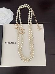 Okify Channel Pearl Gold Long Necklace 20382 - 4