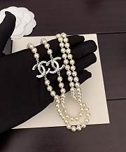 Okify Channel Pearl Silver Long Necklace 20383 - 1