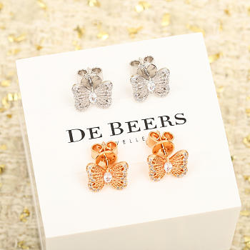 Okify De Beers Butterfly Rose Gold/Silver Earrings