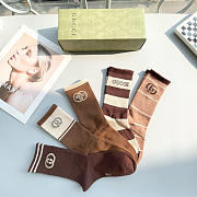 Okify Gucci Set 5 Pairs Of Brown Socks 20393 - 4