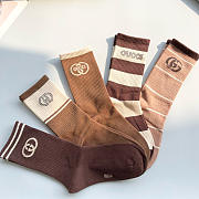 Okify Gucci Set 5 Pairs Of Brown Socks 20393 - 3