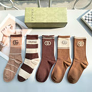 Okify Gucci Set 5 Pairs Of Brown Socks 20393 - 1