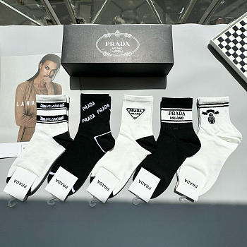 Okify Prada Set 5 Pairs Of Black And White Socks 20401