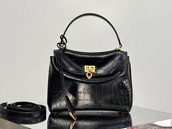 Okify Balenciaga Mini Rodeo Crocodile Pattern Tote Bag In Black 22x10x8cm 